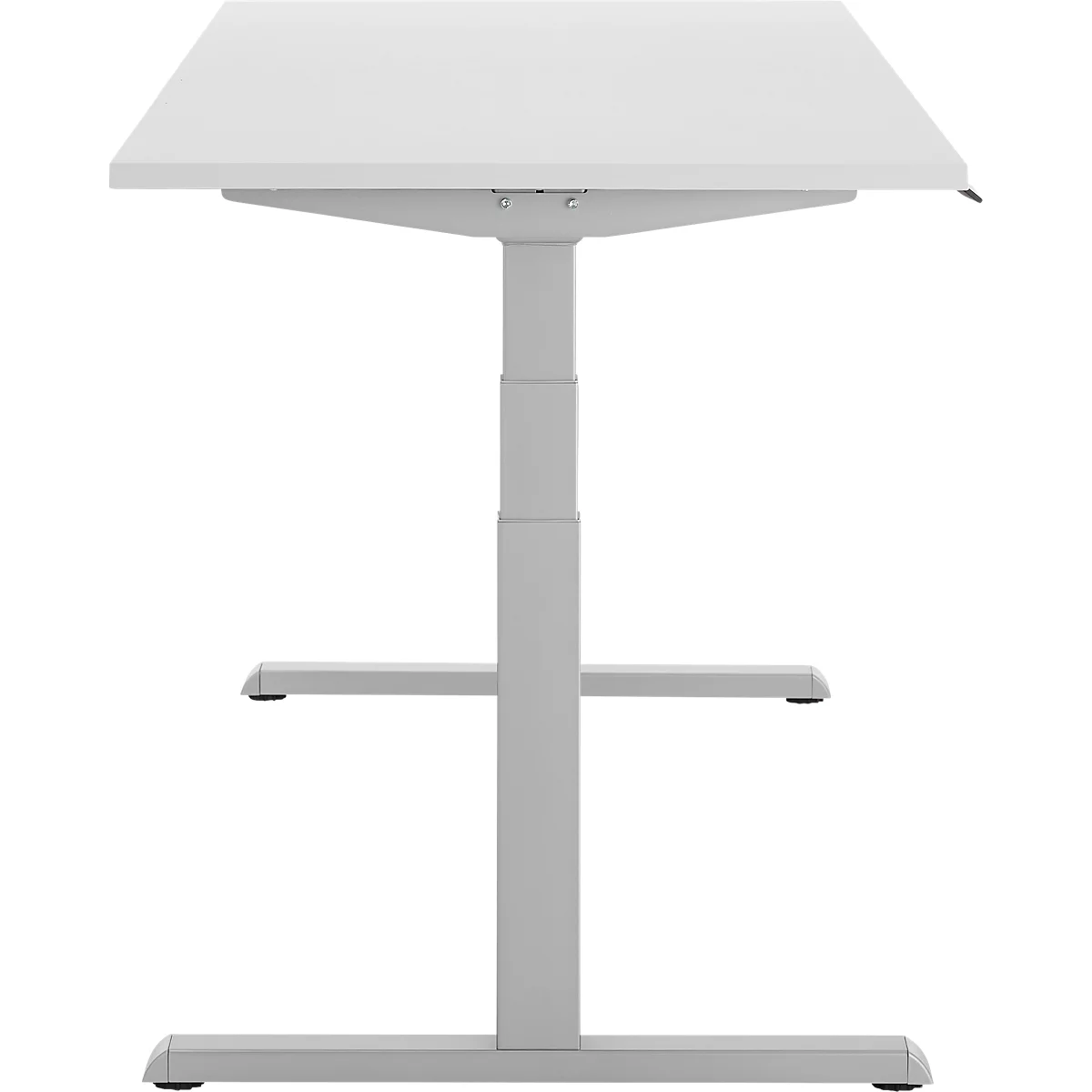 Schreibtisch, elektrisch höhenverstellbar, T-Fuß, B 1800 x T 800 x H 615-1275 mm, lichtgrau/weißalu