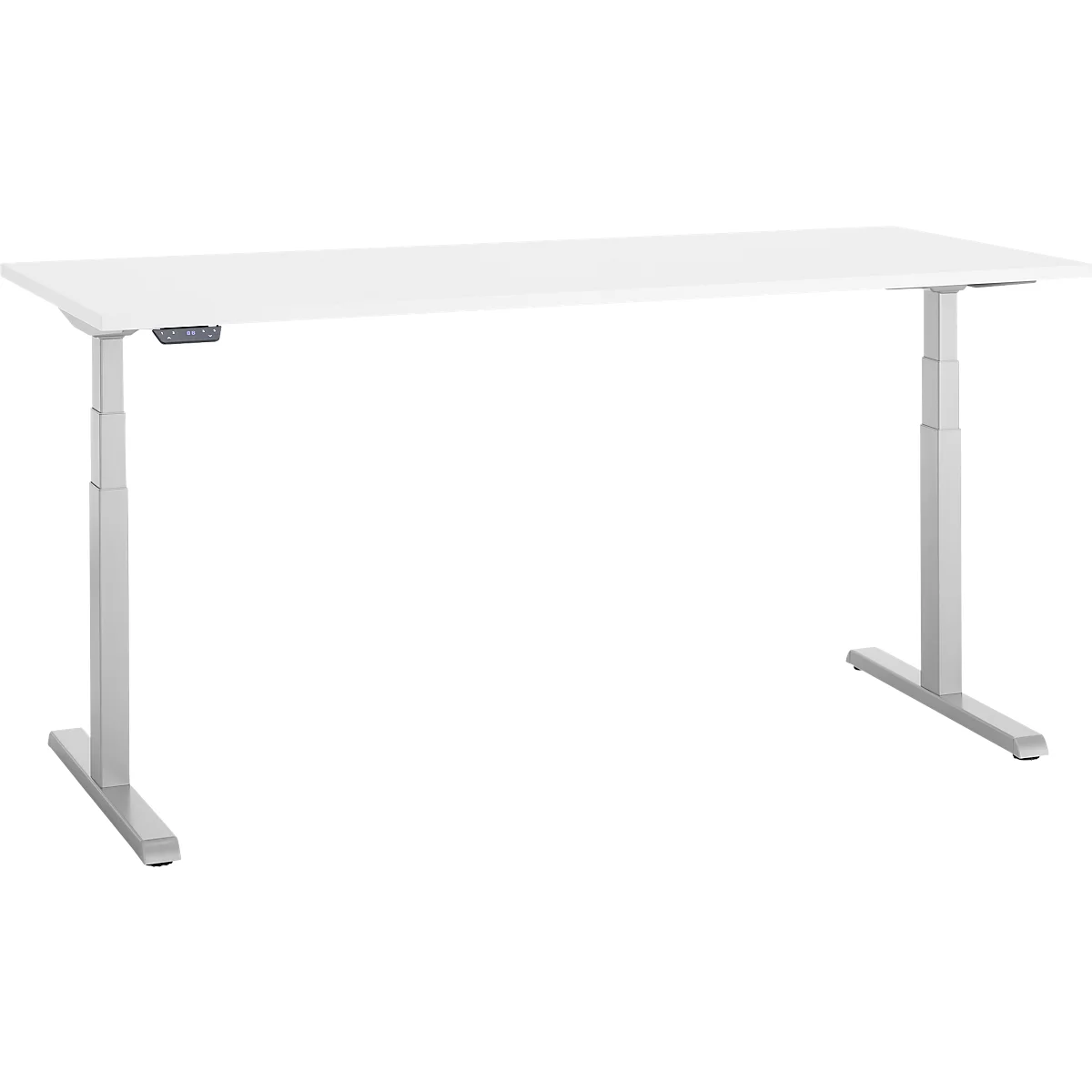 Schreibtisch, elektrisch höhenverstellbar, T-Fuß, B 1800 x T 800 x H 615-1275 mm, weiß/weißalu