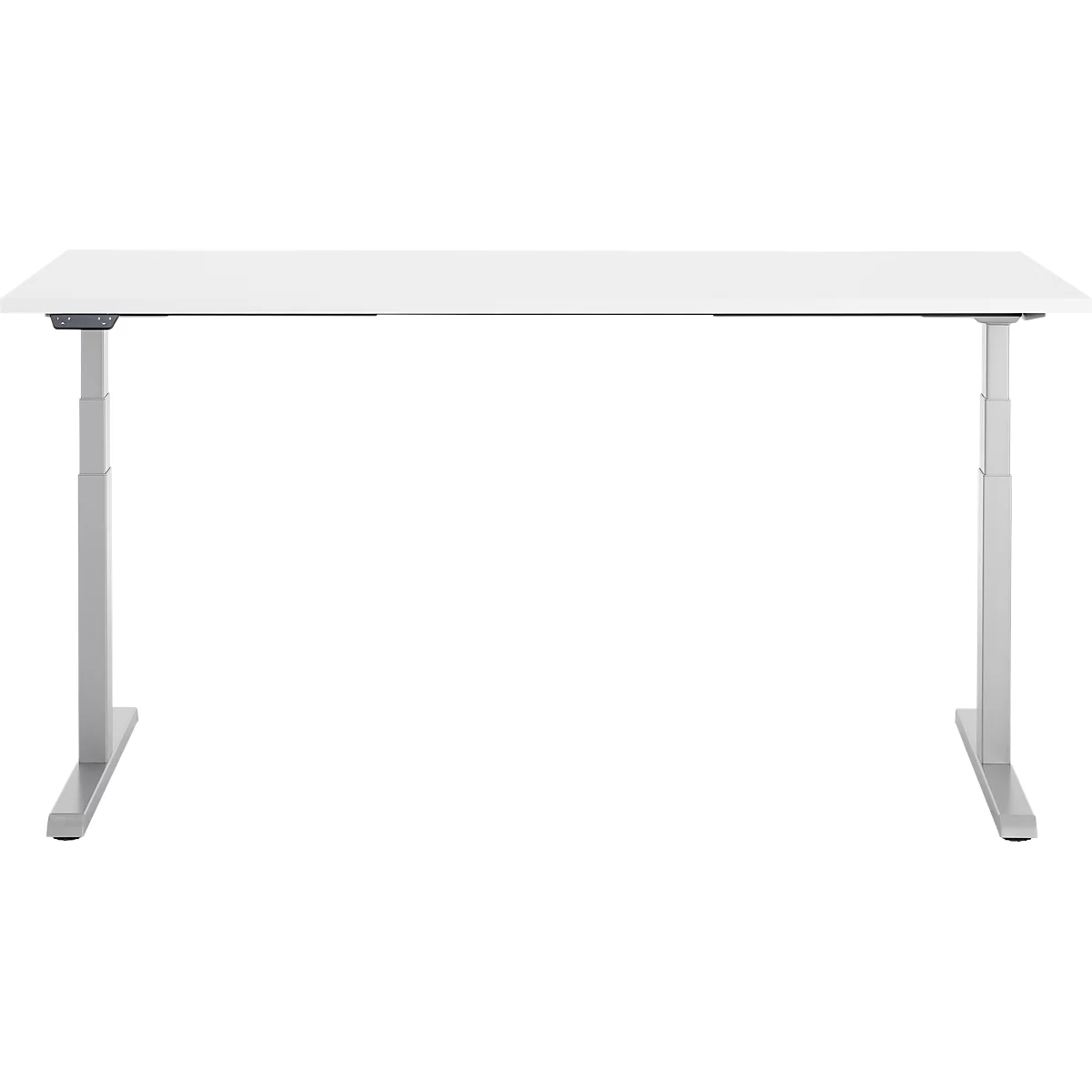 Schreibtisch, elektrisch höhenverstellbar, T-Fuß, B 1800 x T 800 x H 615-1275 mm, weiß/weißalu