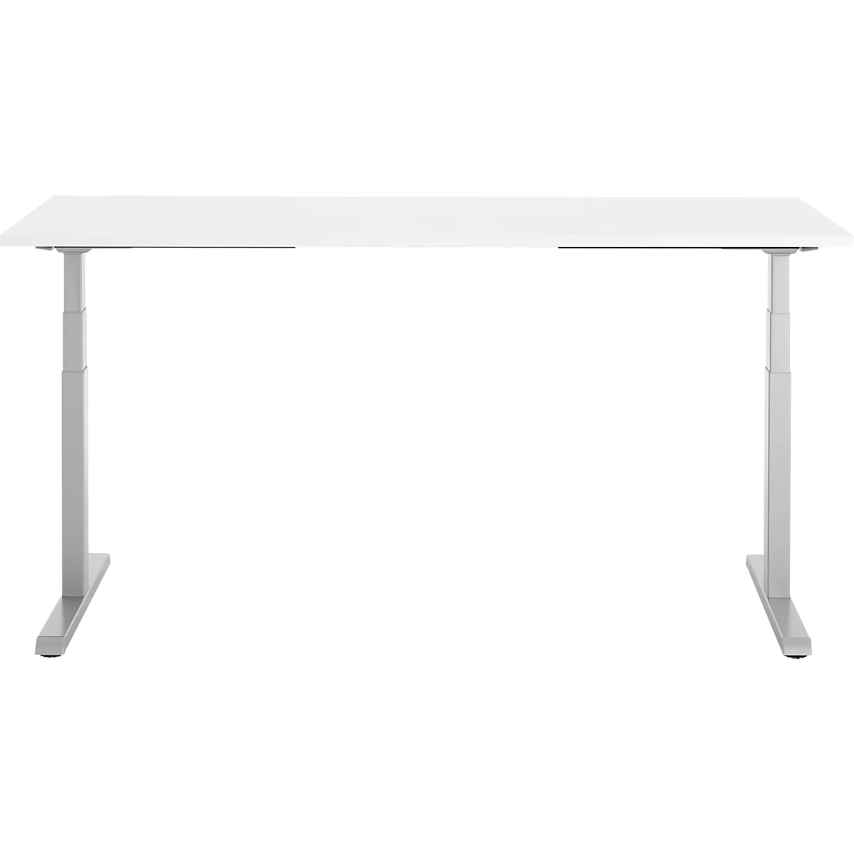 Schreibtisch, elektrisch höhenverstellbar, T-Fuß, B 1800 x T 800 x H 615-1275 mm, weiß/weißalu