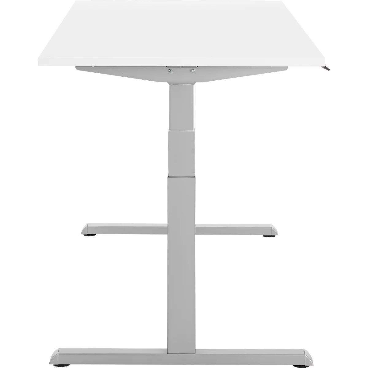 Schreibtisch, elektrisch höhenverstellbar, T-Fuß, B 1800 x T 800 x H 615-1275 mm, weiß/weißalu