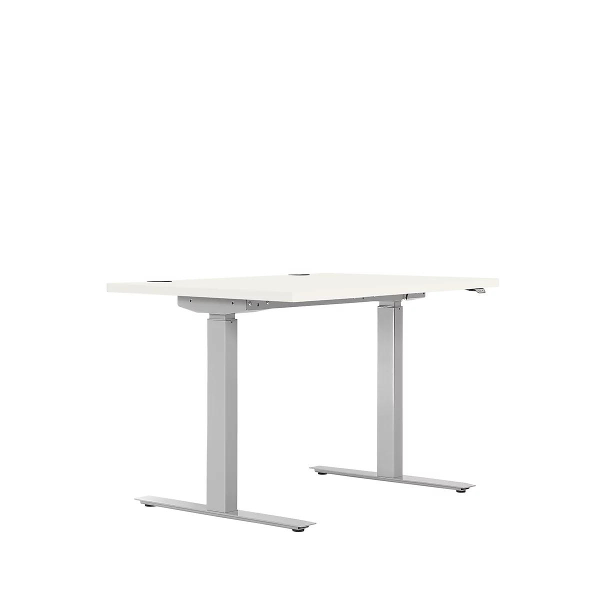 Schreibtisch ERGO DRIVE ED 470, elektrisch höhenverstellbar, Rechteck, T-Fuß, B 1200 x T 800 x H 692-1147 mm, weiß/weißaluminium RAL 9006
