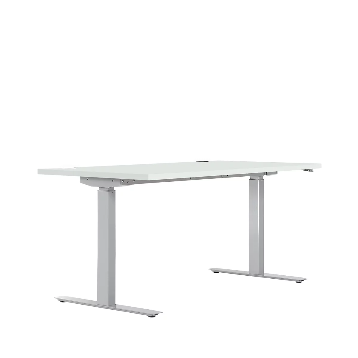 Schreibtisch ERGO DRIVE ED 470, elektrisch höhenverstellbar, Rechteck, T-Fuss, B 1600 x T 800 x H 692-1147 mm, lichtgrau 