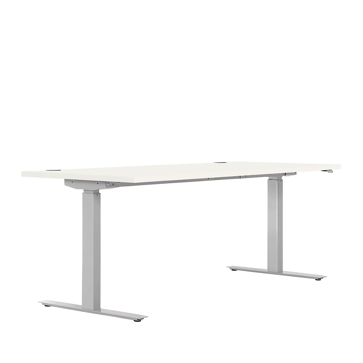 Schreibtisch ERGO DRIVE ED 470, elektrisch höhenverstellbar, Rechteck, T-Fuss, B 1800 x T 800 x H 692-1147 mm, weiss/weissaluminium RAL 9006 