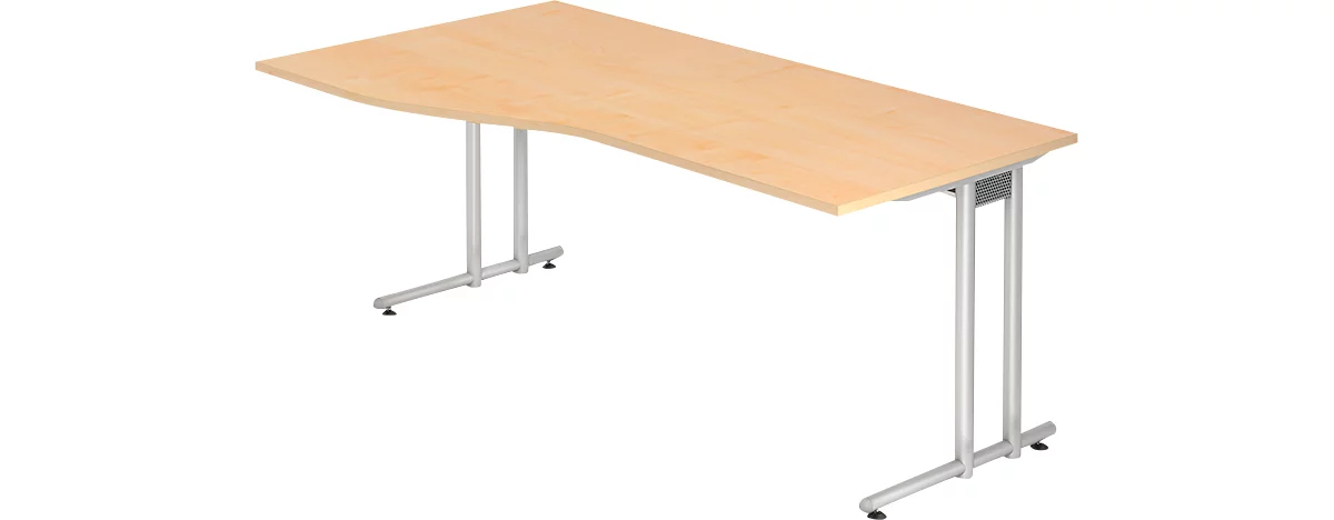 Schreibtisch JENA, C-Fuß, Freiform, B 1800 x T 1000 x H 720 mm, Ahorn-Dekor