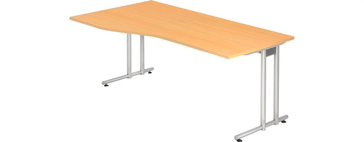 Schreibtisch JENA, C-Fuß, Freiform, B 1800 x T 1000 x H 720 mm, Buche-Dekor