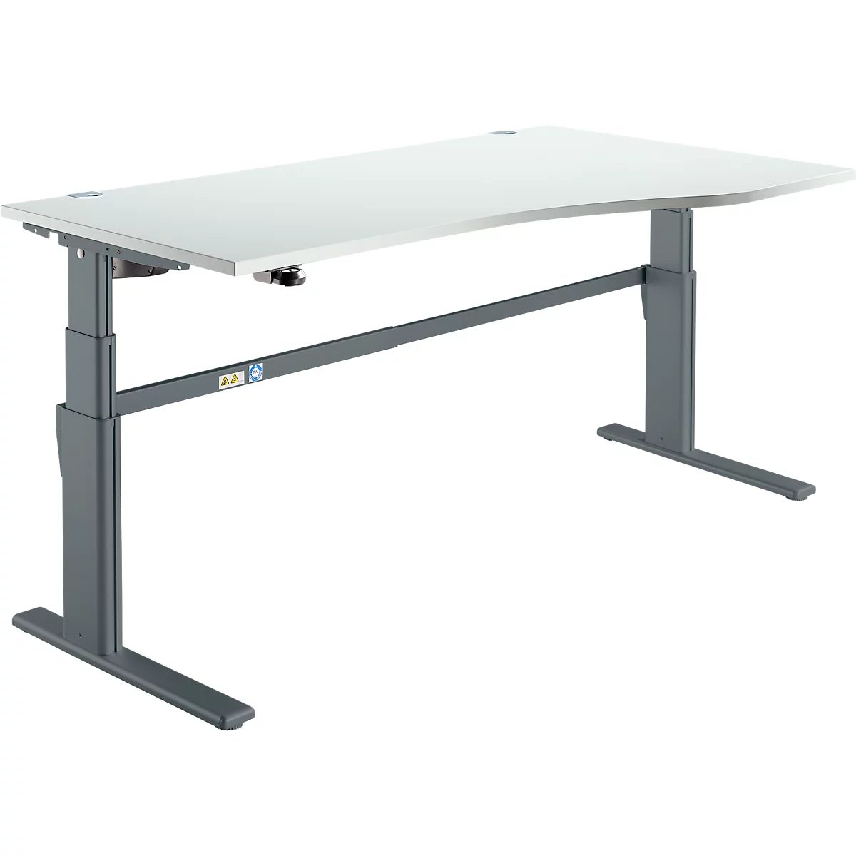 Schreibtisch Komfort, elektrisch höhenverstellbar, Freiform, Ansatz rechts, C-Fuß, B 1800 x T 1000,00/800 x H 655-1305 mm, lichtgrau/anthrazit