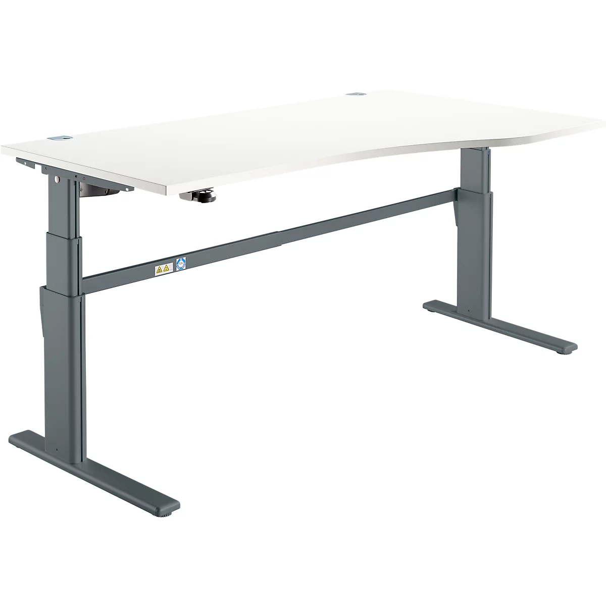 Schreibtisch Komfort, elektrisch höhenverstellbar, Freiform, Ansatz rechts, C-Fuß, B 1800 x T 1000,00/800 x H 655-1305 mm, weiß/anthrazit