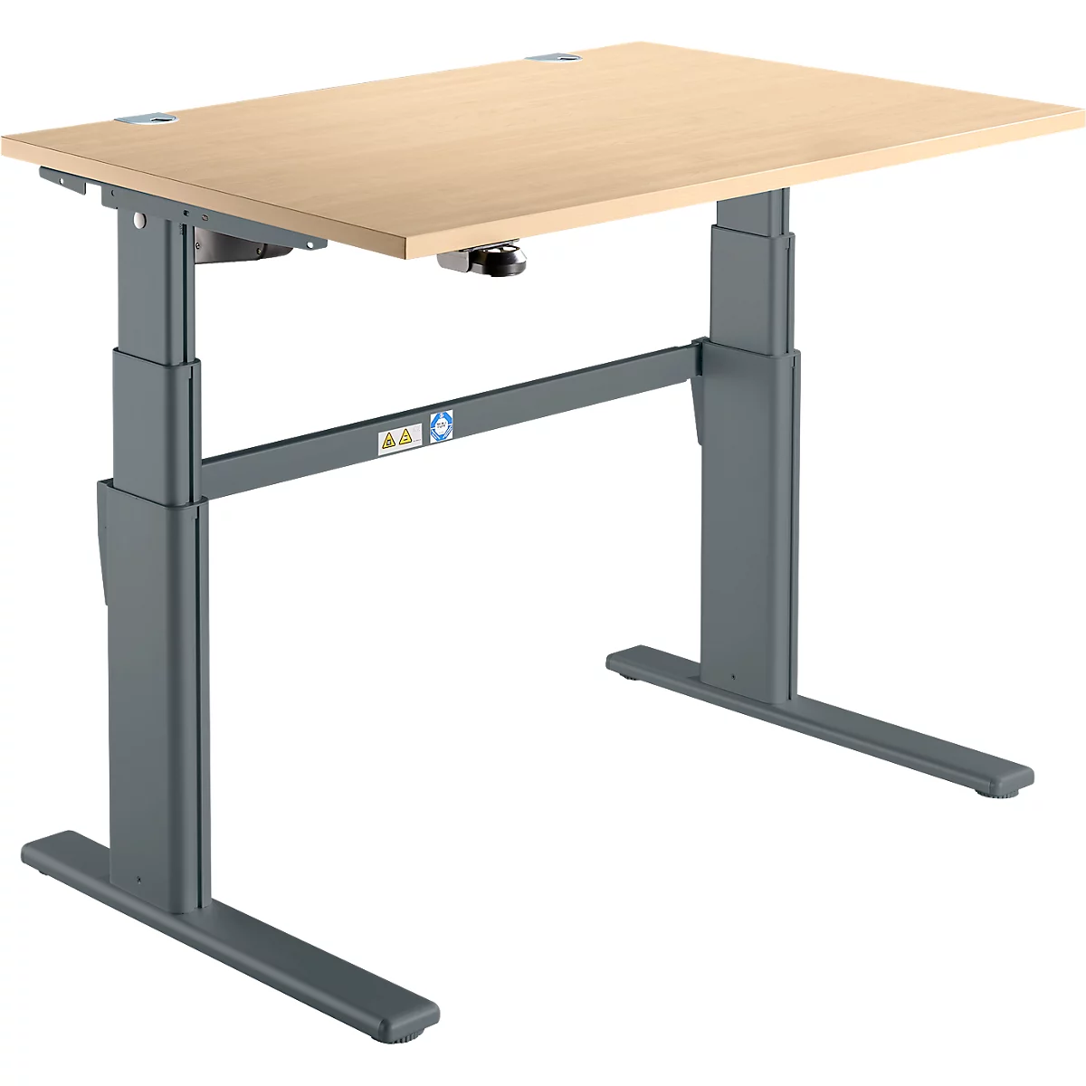 Schreibtisch Komfort, elektrisch höhenverstellbar, Rechteck, C-Fuß, B 1200 x T 800 x H 655-1305 mm, Ahorn/anthrazit