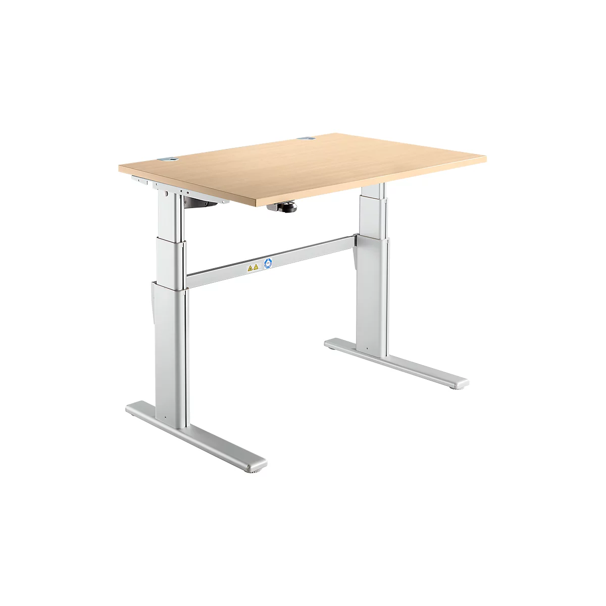 Schreibtisch Komfort, elektrisch höhenverstellbar, Rechteck, C-Fuß, B 1200 x T 800 x H 655-1305 mm, Ahorn/weißaluminium RAL 9006
