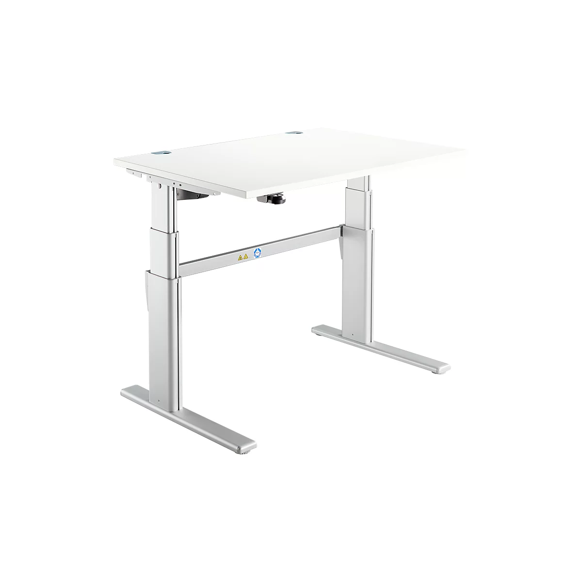 Schreibtisch Komfort, elektrisch höhenverstellbar, Rechteck, C-Fuß, B 1200 x T 800 x H 655-1305 mm, weiß/weißaluminium RAL 9006