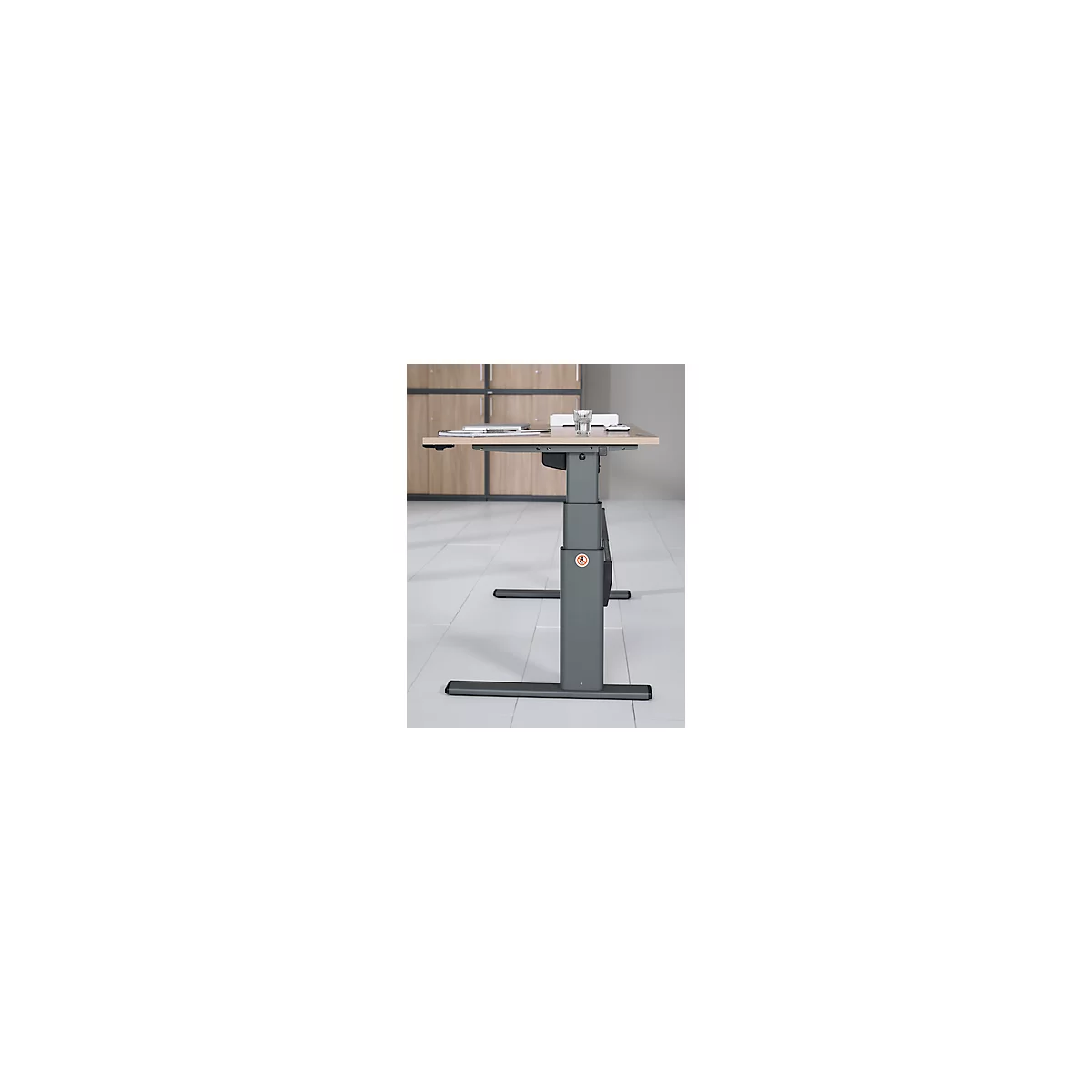 Schreibtisch Komfort, elektrisch höhenverstellbar, Rechteck, C-Fuß, B 1600 x T 800 x H 655-1305 mm, Eiche/anthrazit