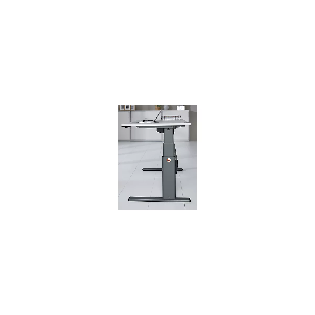 Schreibtisch Komfort, elektrisch höhenverstellbar, Rechteck, C-Fuß, B 1600 x T 800 x H 655-1305 mm, lichtgrau/anthrazit