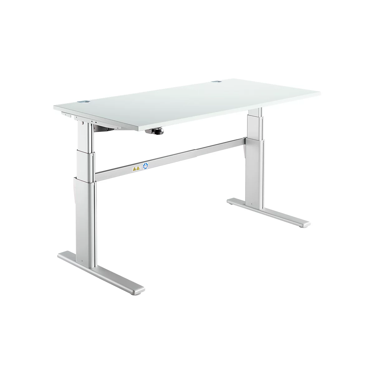 Schreibtisch Komfort, elektrisch höhenverstellbar, Rechteck, C-Fuß, B 1600 x T 800 x H 655-1305 mm, lichtgrau/weißaluminium RAL 9006