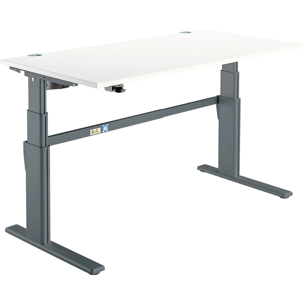 Schreibtisch Komfort, elektrisch höhenverstellbar, Rechteck, C-Fuß, B 1600 x T 800 x H 655-1305 mm, weiß/anthrazit