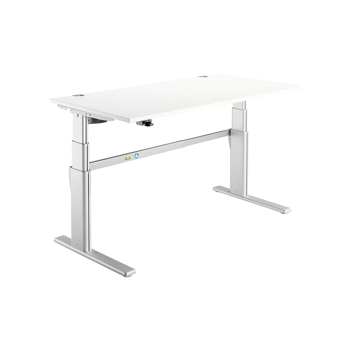 Schreibtisch Komfort, elektrisch höhenverstellbar, Rechteck, C-Fuß, B 1600 x T 800 x H 655-1305 mm, weiß/weißaluminium RAL 9006