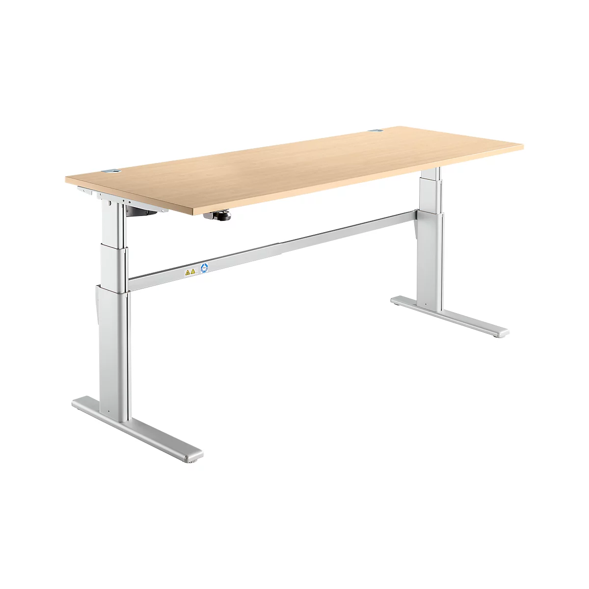 Schreibtisch Komfort, elektrisch höhenverstellbar, Rechteck, C-Fuß, B 1800 x T 800 x H 655-1305 mm, Ahorn/weißaluminium RAL 9006