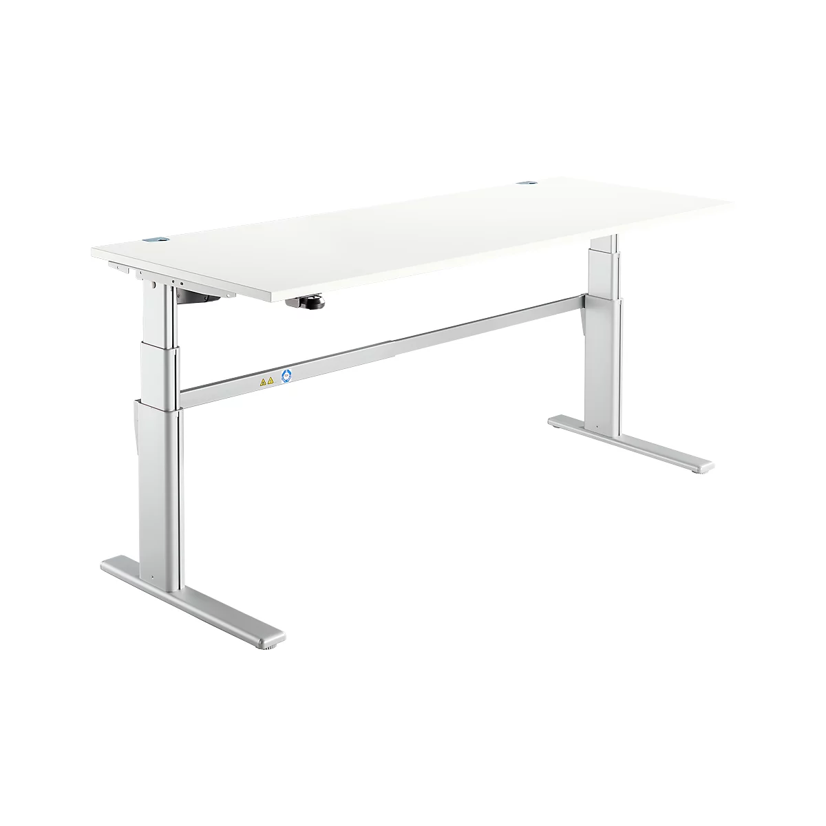 Schreibtisch Komfort, elektrisch höhenverstellbar, Rechteck, C-Fuß, B 1800 x T 800 x H 655-1305 mm, weiß/weißaluminium RAL 9006