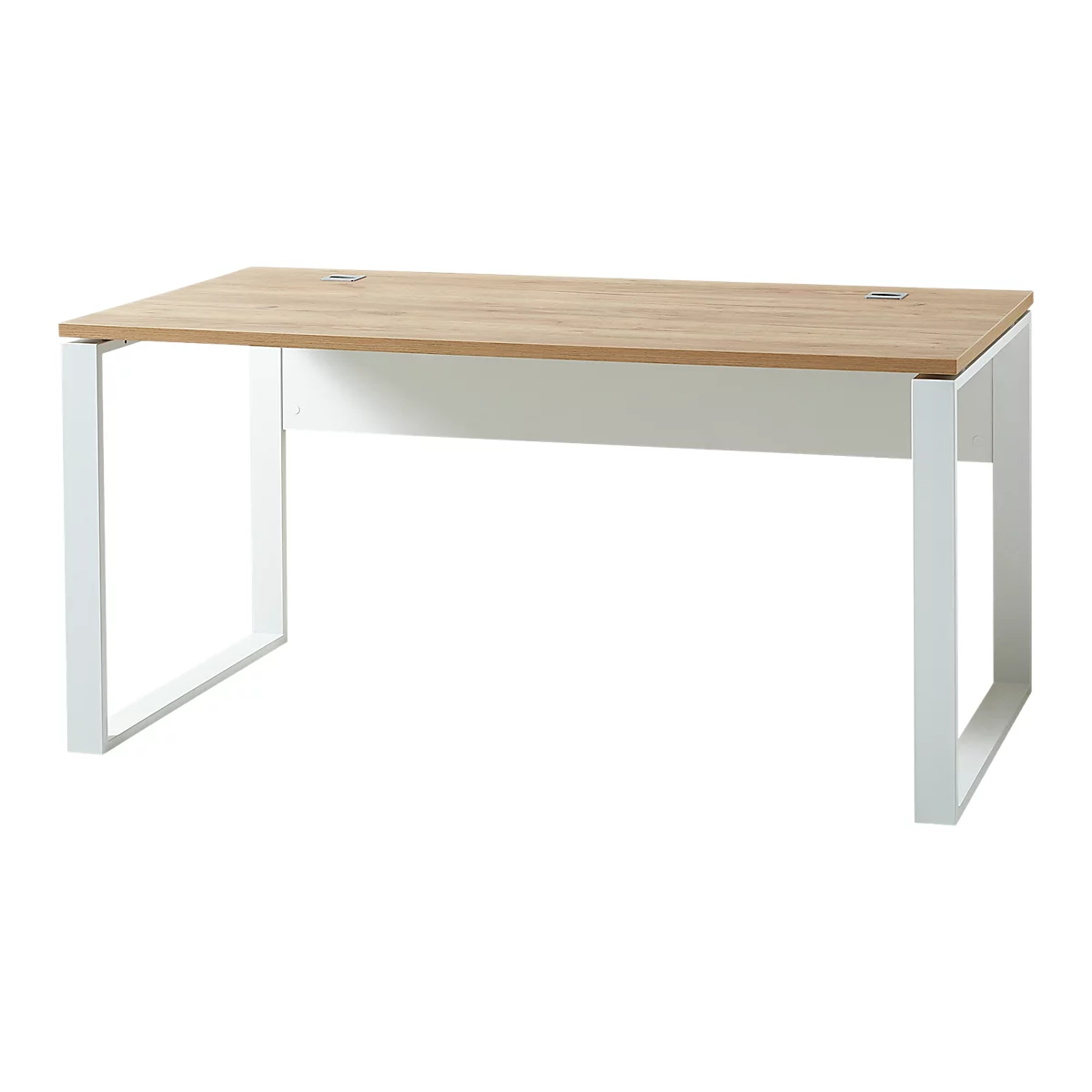 Schreibtisch LIONI - B 1580 x T 790 x H 750 mm - Navarra Eiche Nachbildung/weiß