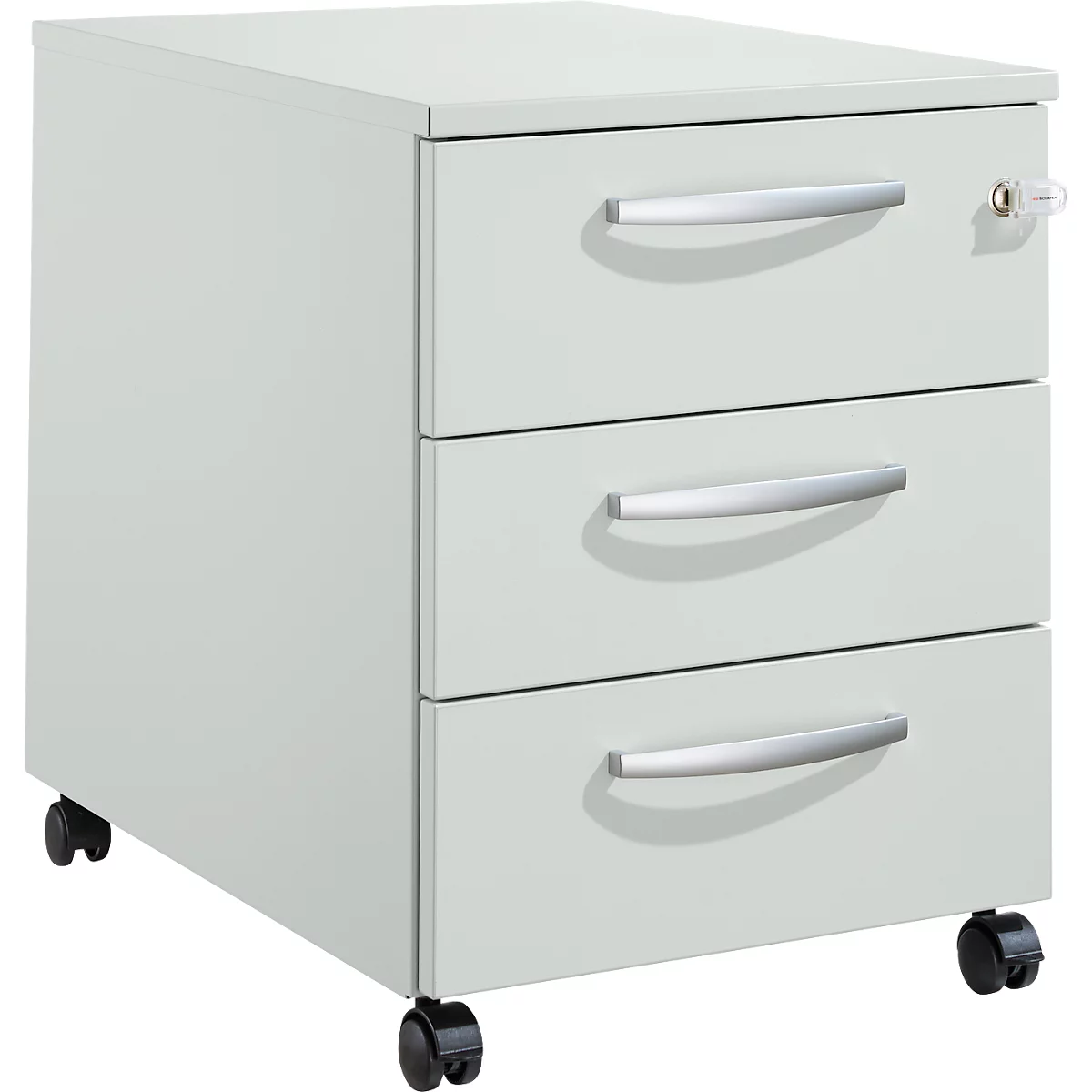 Schreibtisch, manuell höhenverstellbar, C-Fuß, B 1600 x T 800 x H 660-820 mm, lichtgrau/weißaluminium + Schäfer Shop Pure Rollcontainer 333