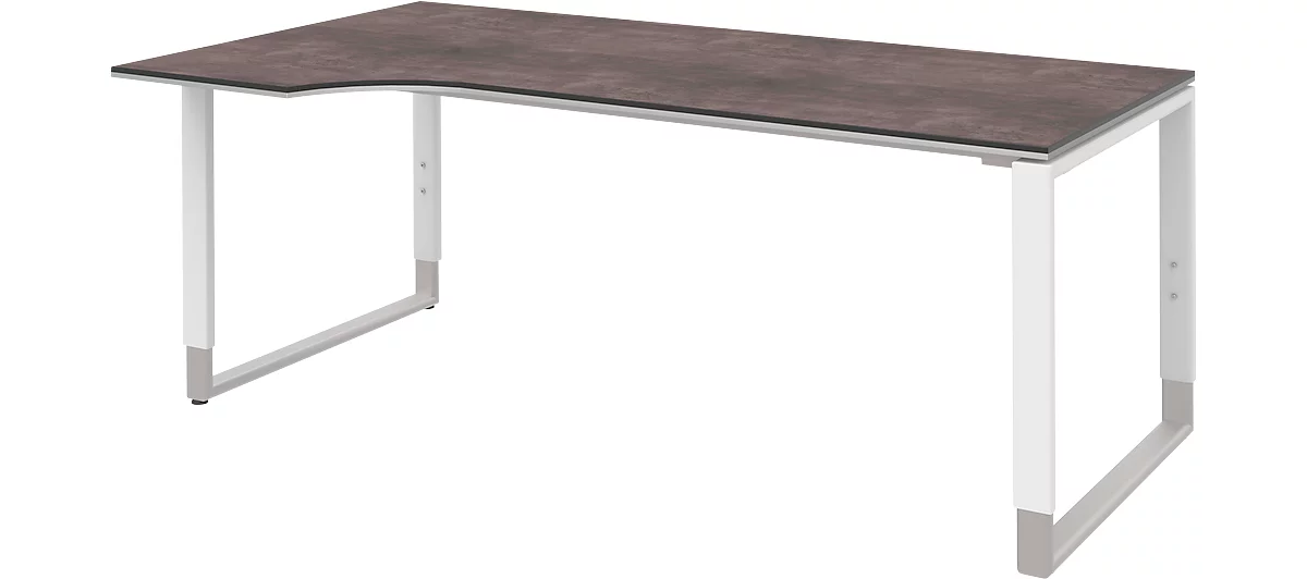 Schreibtisch mit Ansatz links TEQSTYLE, Kufengestell, Freiform, B 1800 x T 1000/800 mm,