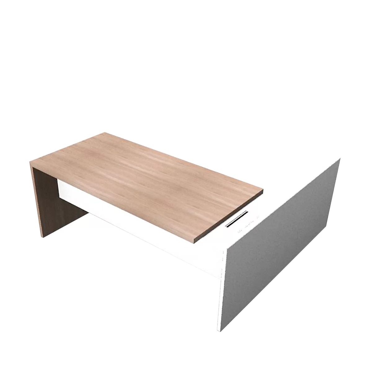 Schreibtisch mit Sideboard X-TIME-WORK, Wange, Rechteck, links, B 2200 x T 2200 x H 730 mm, Ulme