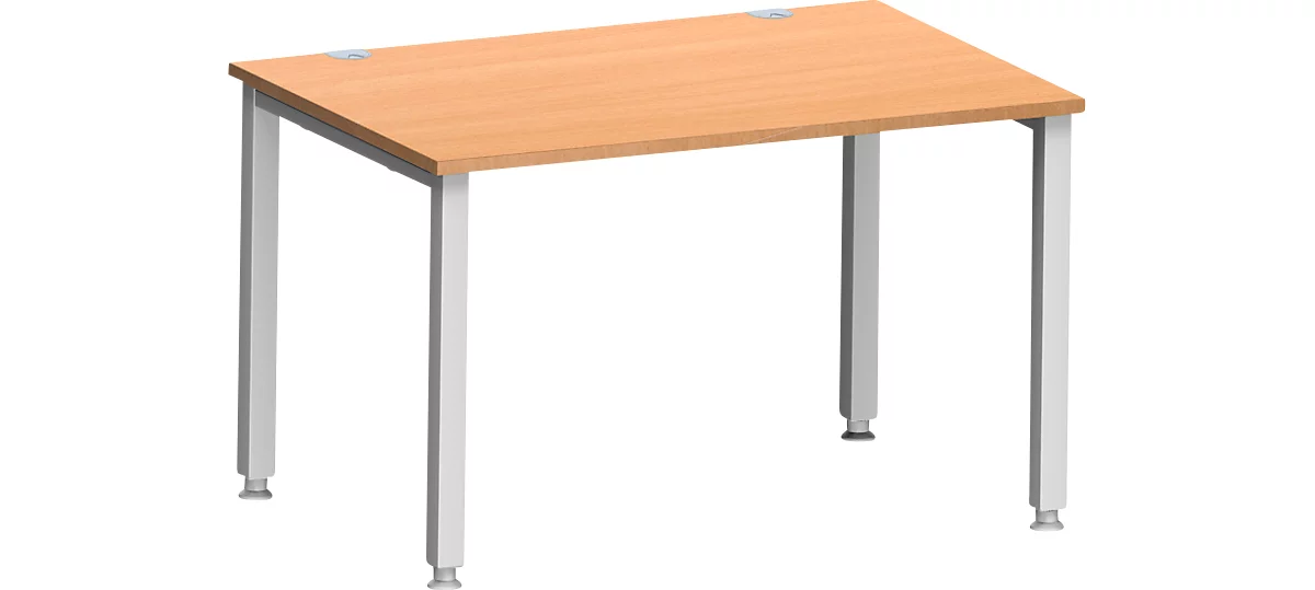 Schreibtisch MODENA FLEX, Rechteck, 4-Fuß Quadratrohr, B 1200 x T 800 x H 720-820 mm, Buche/weißaluminium