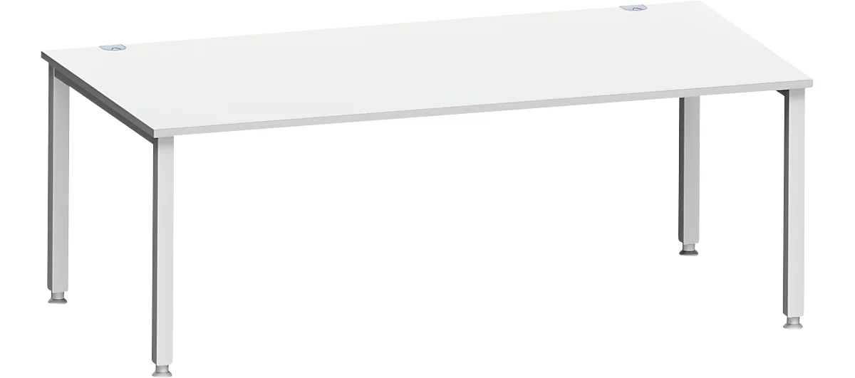Schreibtisch MODENA FLEX, Rechteck, 4-Fuß Quadratrohr, B 2000 x T 1000 x H 720-820 mm, lichtgrau/weißaluminium