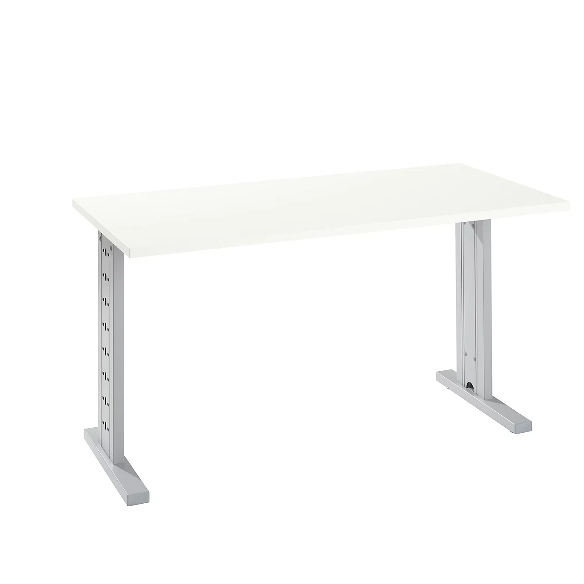 Schreibtisch Moxxo IQ, Rechteck, C-Fuß, B 1300 x T 650 x H 735 mm, weiß/weißaluminium RAL 9006 