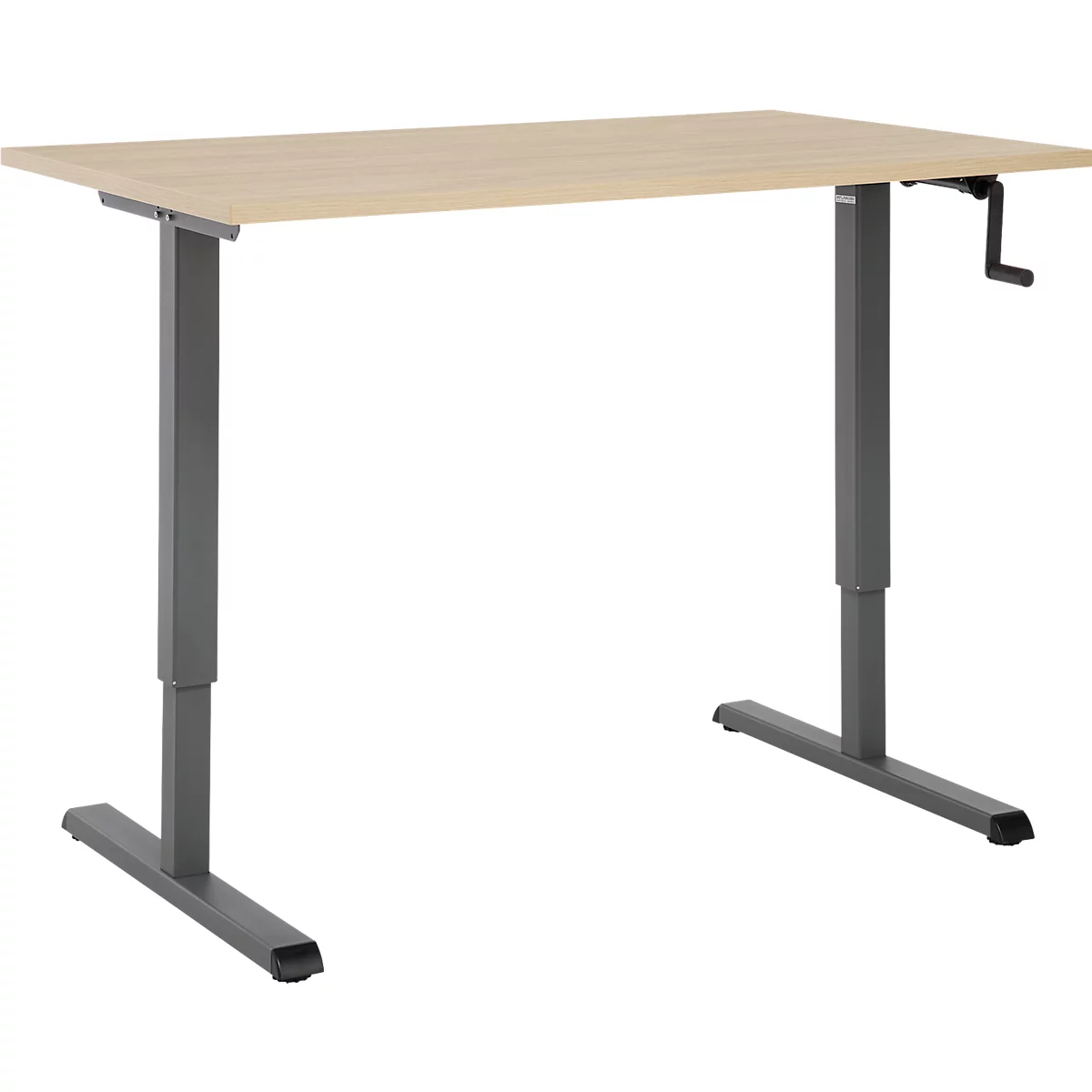 Schreibtisch Multiflex, manuell höhenverstellbar mit Kurbel, B 1200 x T 800 x H 700-1180 mm, Eiche/anthrazit