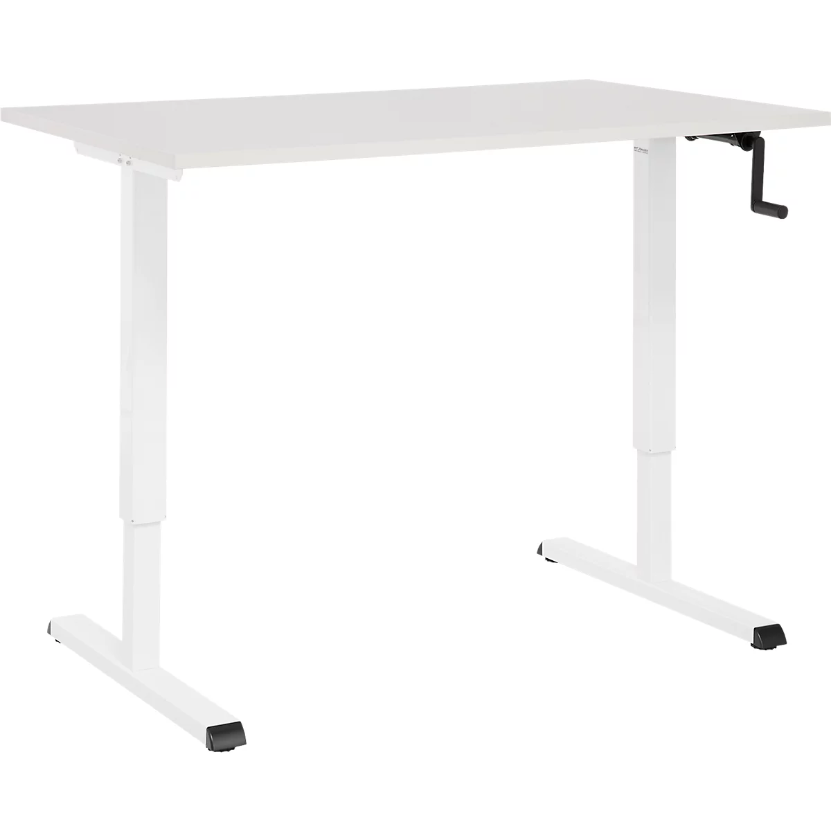 Schreibtisch Multiflex, manuell höhenverstellbar mit Kurbel, B 1200 x T 800 x H 700-1180 mm, lichtgrau/weiß