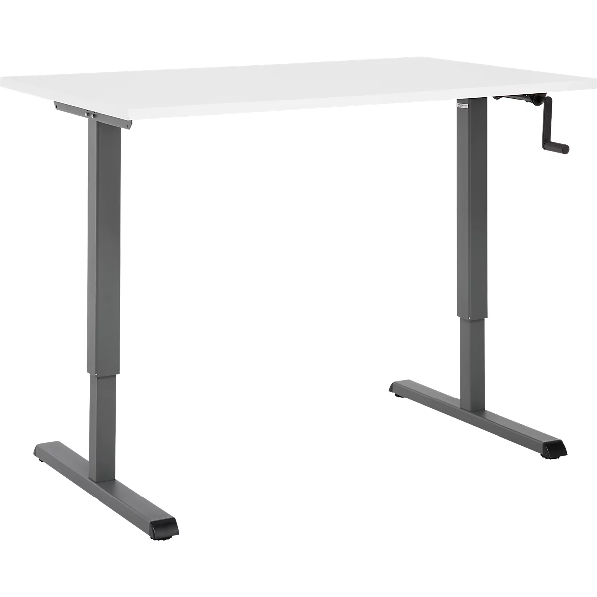 Schreibtisch Multiflex, manuell höhenverstellbar mit Kurbel, B 1200 x T 800 x H 700-1180 mm, weiß/anthrazit