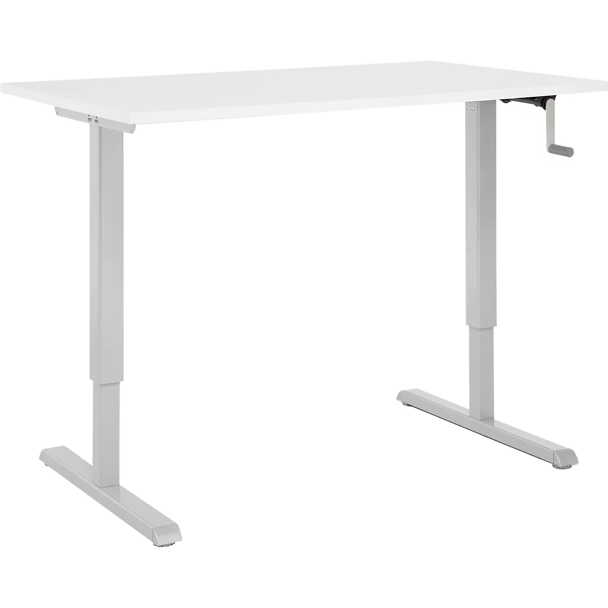 Schreibtisch Multiflex, manuell höhenverstellbar mit Kurbel, B 1200 x T 800 x H 700-1180 mm, weiß/weißalu