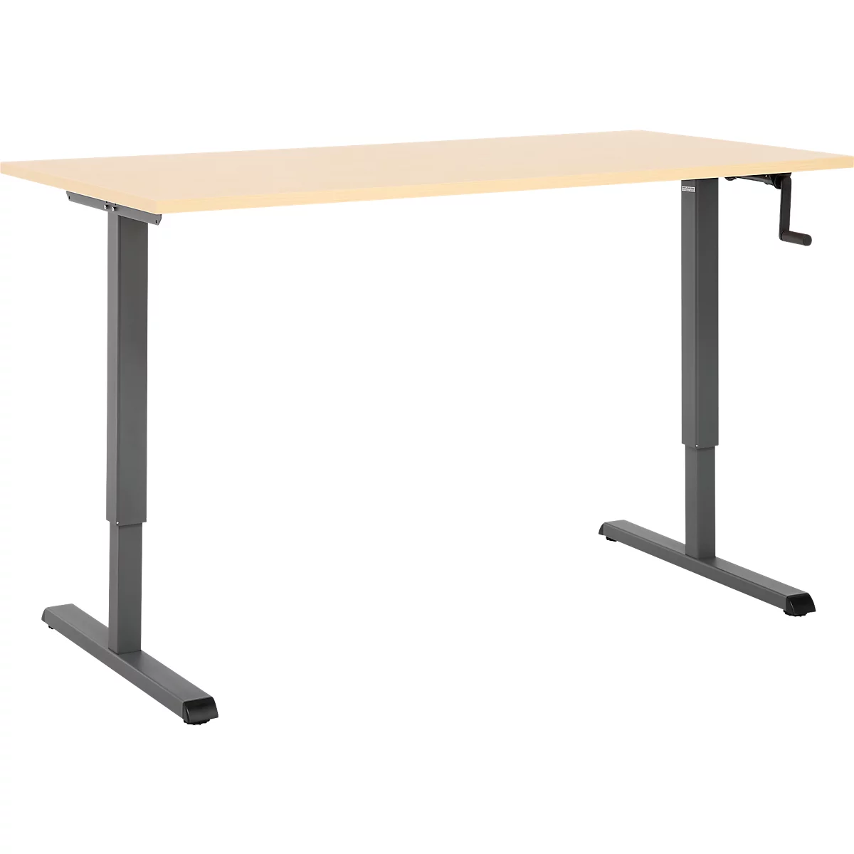 Schreibtisch Multiflex, manuell höhenverstellbar mit Kurbel, B 1600 x T 800 x H 700-1180 mm, Ahorn/anthrazit
