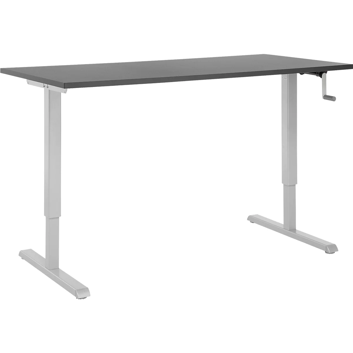 Schreibtisch Multiflex, manuell höhenverstellbar mit Kurbel, B 1600 x T 800 x H 700-1180 mm, graphit/weißalu