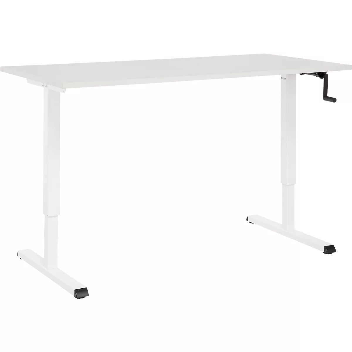 Schreibtisch Multiflex, manuell höhenverstellbar mit Kurbel, B 1600 x T 800 x H 700-1180 mm, lichtgrau/weiß