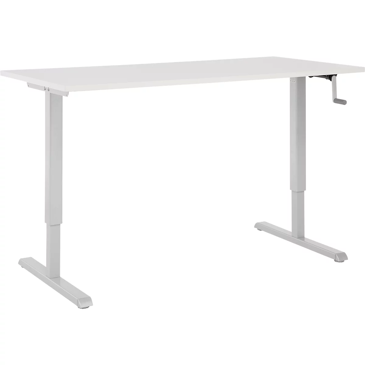 Schreibtisch Multiflex, manuell höhenverstellbar mit Kurbel, B 1600 x T 800 x H 700-1180 mm, lichtgrau/weißalu