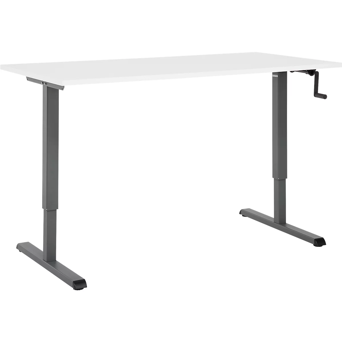 Schreibtisch Multiflex, manuell höhenverstellbar mit Kurbel, B 1600 x T 800 x H 700-1180 mm, weiß/anthrazit