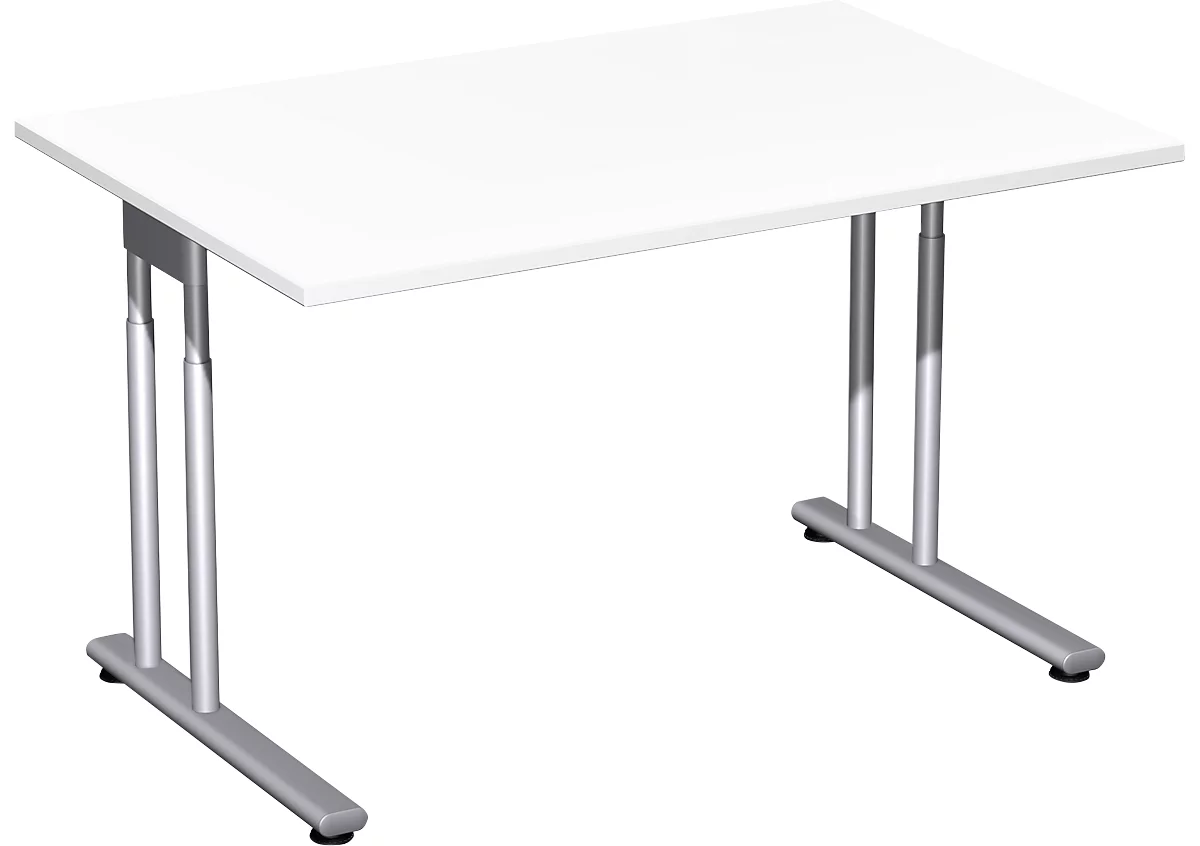 Schreibtisch PALENQUE, C-Fuß, Rechteck, B 1200 x T 800 x H 680-820 mm, weiß
