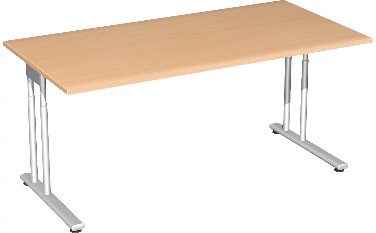 Schreibtisch PALENQUE, C-Fuß, Rechteck, B 1600 x T 800 x H 680-820 mm, Buche