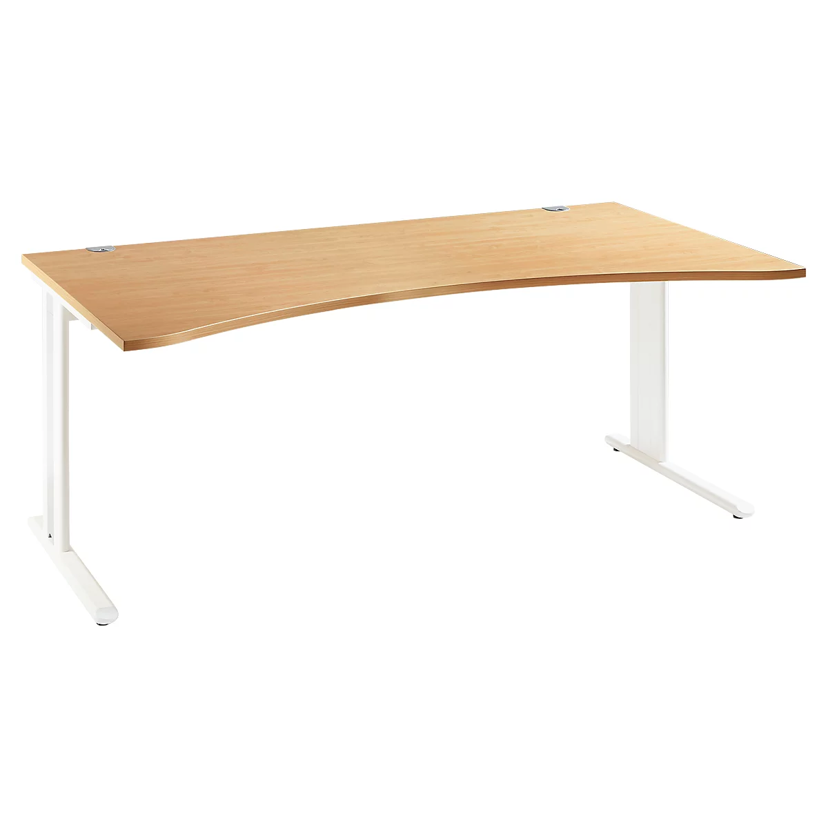 Schreibtisch Planova Basic, mit Cockpitplatte, C-Fuß, B 1800 mm, T 800/1000 mm, Buche-Dekor/weiß