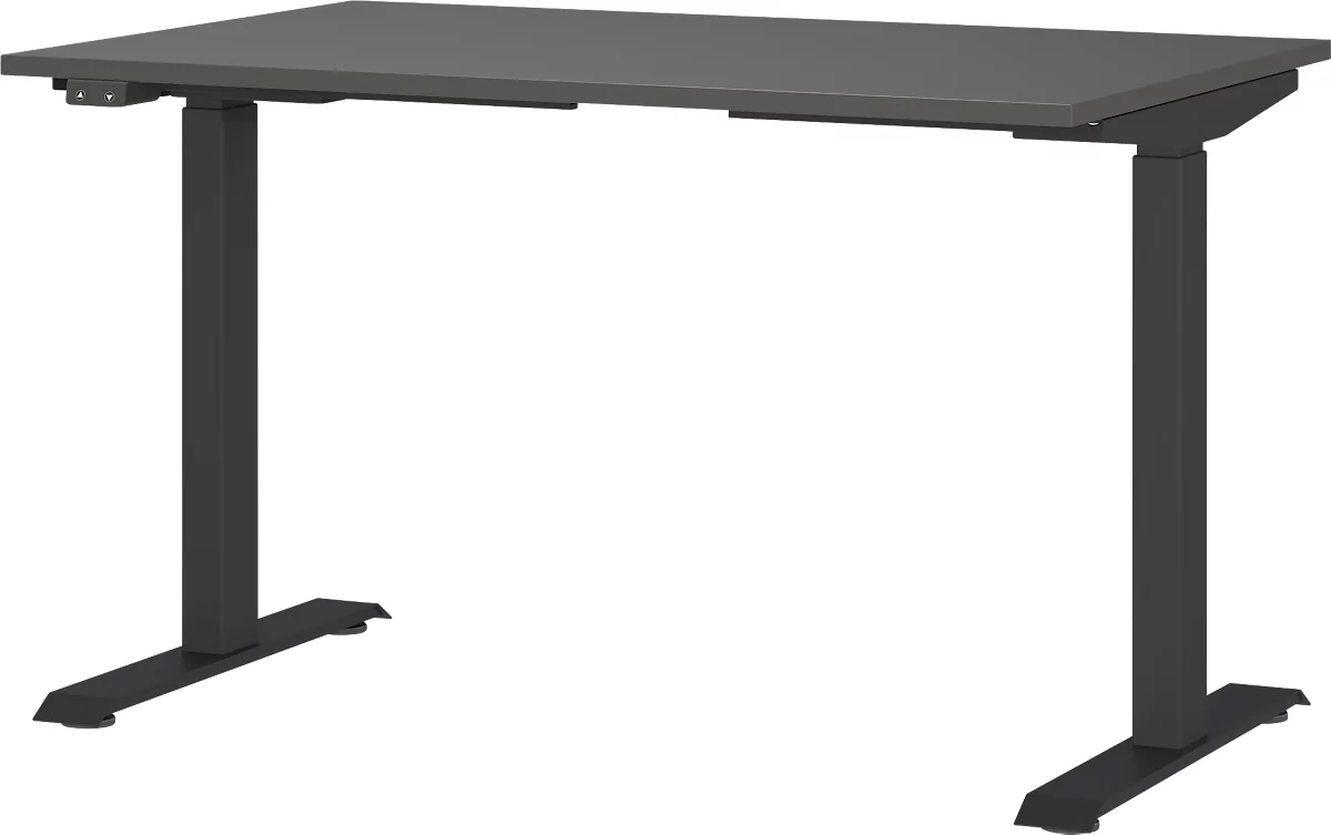 Schreibtisch Porto, elektrisch höhenverstellbar, T-Fuß, B 1200 x T 800 x H 720-1200 mm, graphit/schwarz