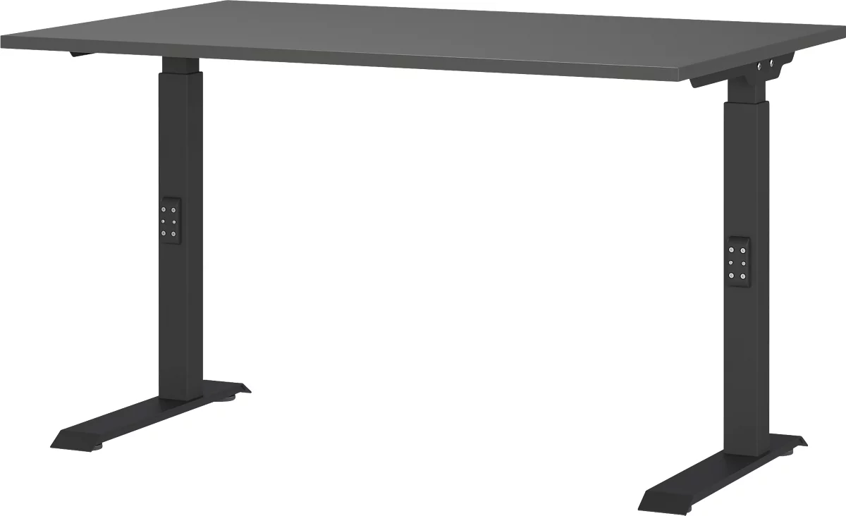 Schreibtisch Porto, mechanisch höheneinstellbar, C-Fuß, B 1200 x T 800 x H 680-910 mm, schwarz/graphit