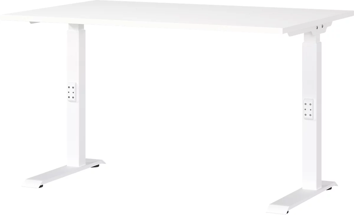 Schreibtisch Porto, mechanisch höheneinstellbar, C-Fuß, B 1200 x T 800 x H 680-910 mm, weiß/weiß