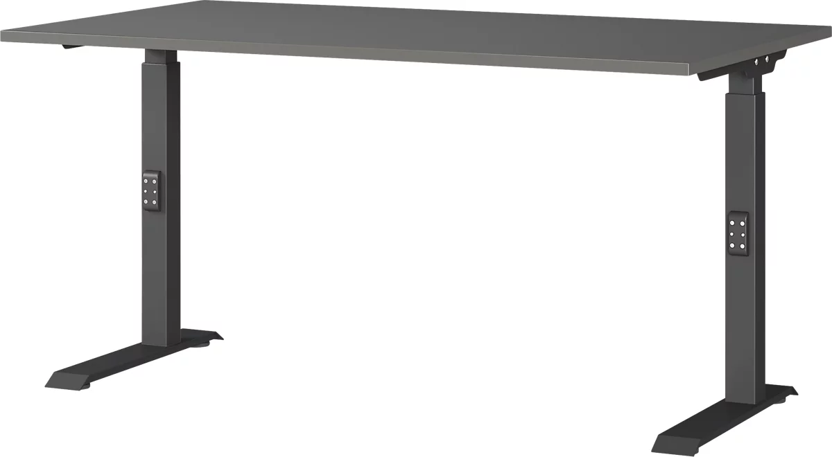 Schreibtisch Porto, mechanisch höheneinstellbar, C-Fuß, B 1400 x T 800 x H 680-910 mm, schwarz/graphit