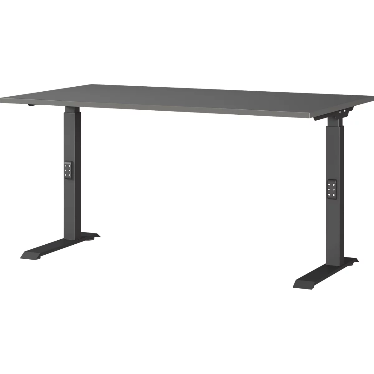 Schreibtisch Porto, mechanisch höheneinstellbar, C-Fuß, B 1400 x T 800 x H 680-910 mm, schwarz/graphit