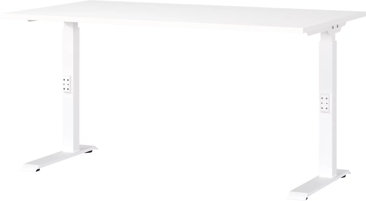 Schreibtisch Porto, mechanisch höheneinstellbar, C-Fuß, B 1400 x T 800 x H 680-910 mm, weiß/weiß