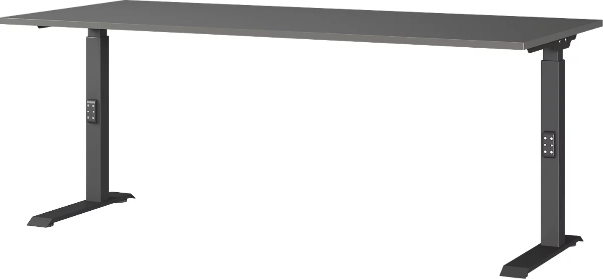 Schreibtisch Porto, mechanisch höheneinstellbar, C-Fuß, B 1800 x T 800 x H 680-910 mm, schwarz/graphit