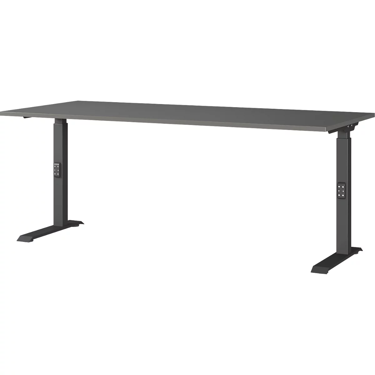 Schreibtisch Porto, mechanisch höheneinstellbar, C-Fuß, B 1800 x T 800 x H 680-910 mm, schwarz/graphit