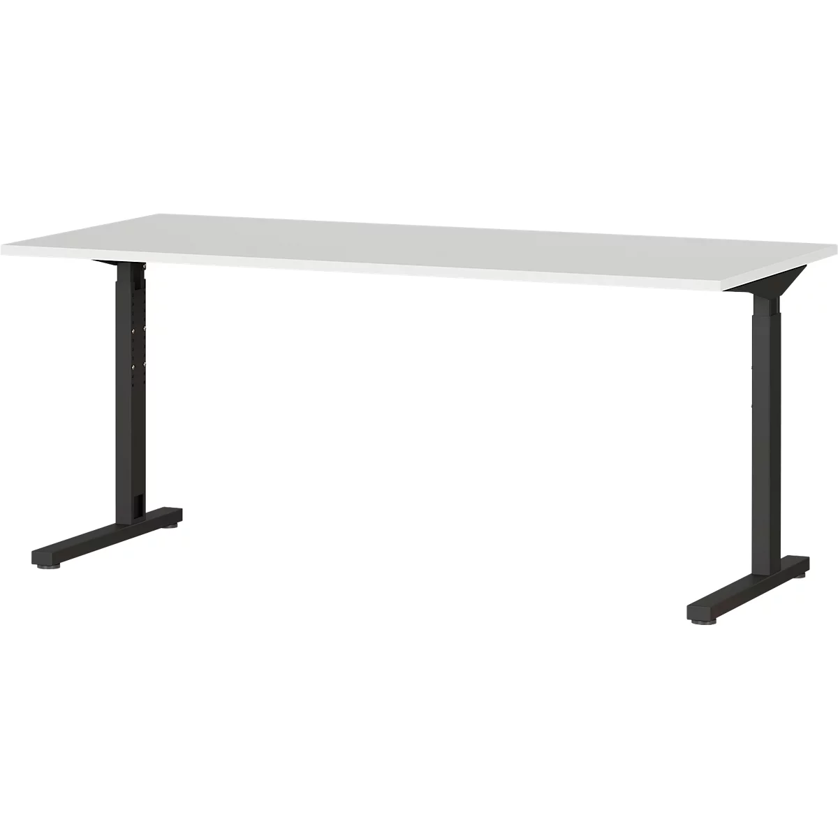 Schreibtisch Profi 2.0, mechanisch höheneinstellbar, B 1600 x T 800 x H 700 - 800 mm, lichtgrau/schwarz
